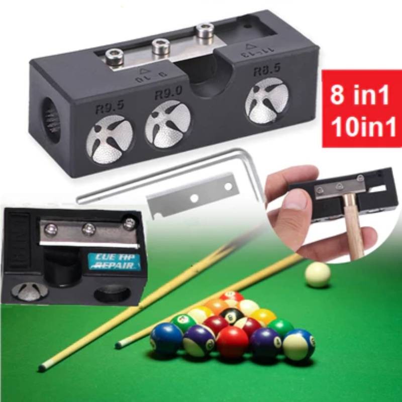 Alat Reparasi Stick Billiard Ori Stik 8in1 10in1 Multifunctional Repair Tool Cue Tip Shaper Alat Reparasi Stick Billiard Ori Stik - 8in1