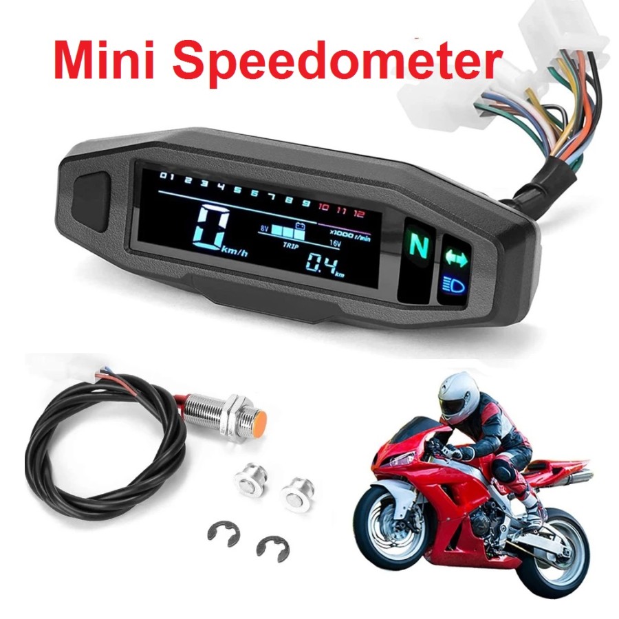 Mini Digital Speedometer RPM Fuel Gauge Gear Odometer Motor Universal Model Motorcross ATV Speed Sensor Magnetic Electric Model KTM20